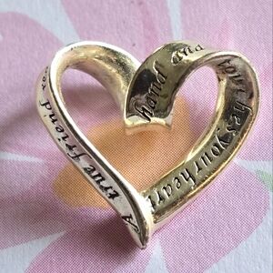 Sterling Silver Heart pendant A true friend reaches for your hand + touches your